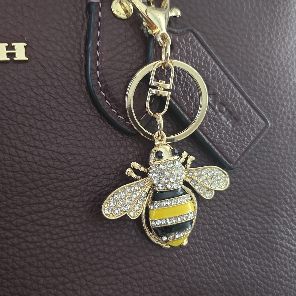 Bumble Bee Coach Inspired Bag Charm Keychain Purse